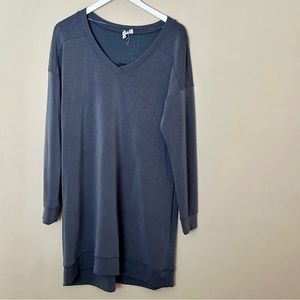 Cable & Gauge Shift Long-Sleeve Mini Dress Blue